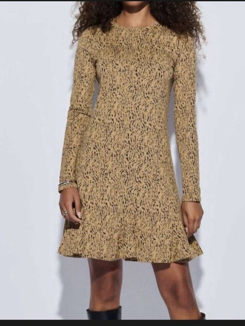 Nation Ltd Lyla Dress Size Medium Abstract Animal Print Long Sleeve Knit NWT